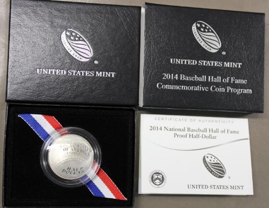 US Mint 2014 Baseball Hall of Fame Proof Half Dollar