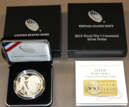 US Mint 2018 World War I Centennial Fine Silver $1 Coin