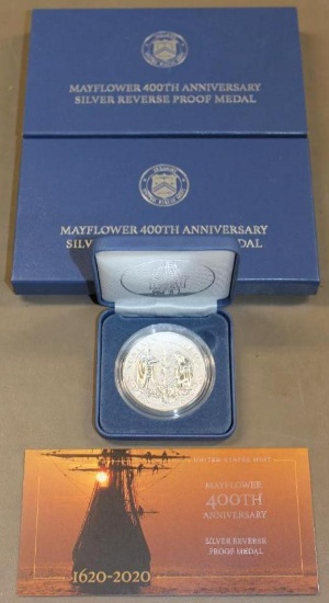 Mayflower 400th Anniversary Silver Reverse Proof Medal