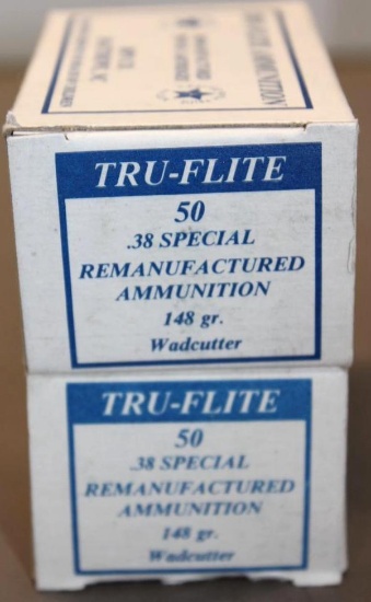 100 Rounds Tru-Flite .38 Special Remanufactured Ammunition