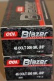 100 Rounds CCI Blazer 45 Colt JHP Ammunition