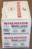 200 Rounds Winchester 9mm Luger Ammunition