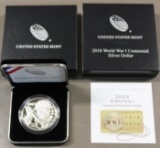 US Mint 2018 World War I Centennial Fine Silver $1 Coin