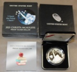 US Mint 2021 Christa McAuliffe Commemorative Proof Silver Dollar