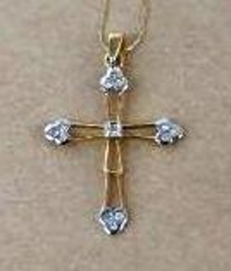 14K Gold Necklace with Cross Charm