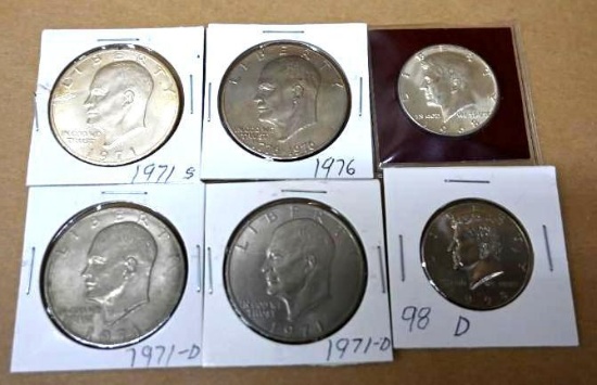 Four 1970s Dollar Coins