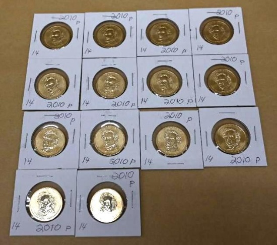 Fourteen Franklin Pierce $1 Coins