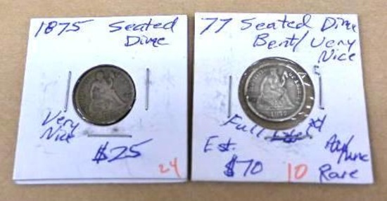 1875 & 1877 Seated Dimes