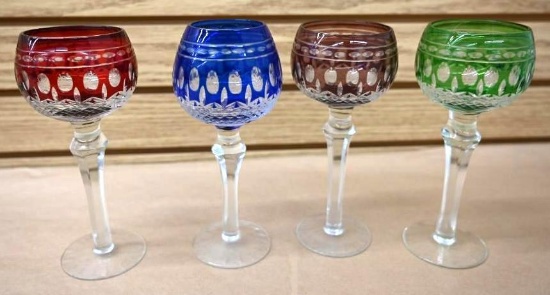 Four Multi Colored Wine Glasses