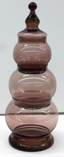 Three-Tiered Amethyst Glass Stacking Jar with Lid