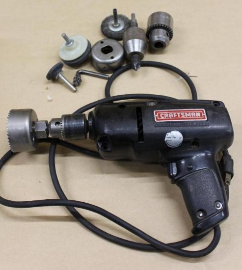 Craftsman 3/8" Electric Drill and Components
