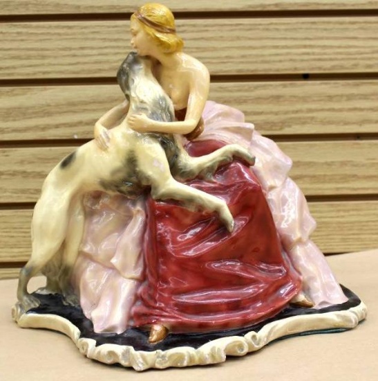Large Handmade and Signed Vintage Statue in the Style of Goebel