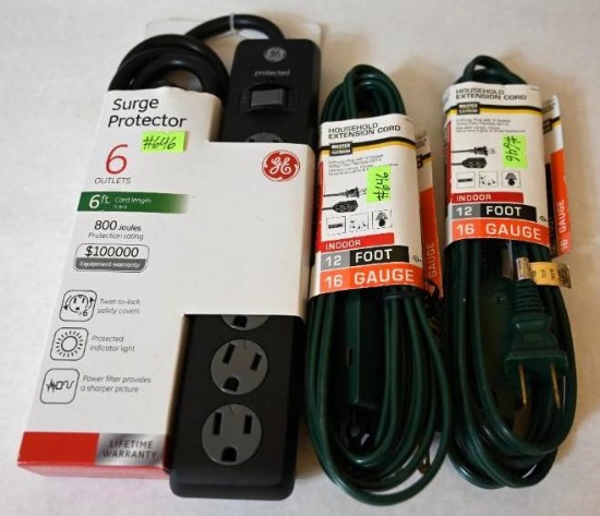 GE Surge Protector with two 12' Extension Cords