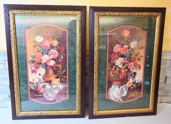 Two D. Giacomo Floral Prints with Matching Frames