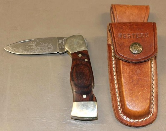 Excellent Western Folding Knife S-532 and Sheath