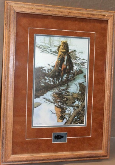 "Spirit of the Grizzly" by Bev Doolittle, Framed and Matted Print with Arrowhead
