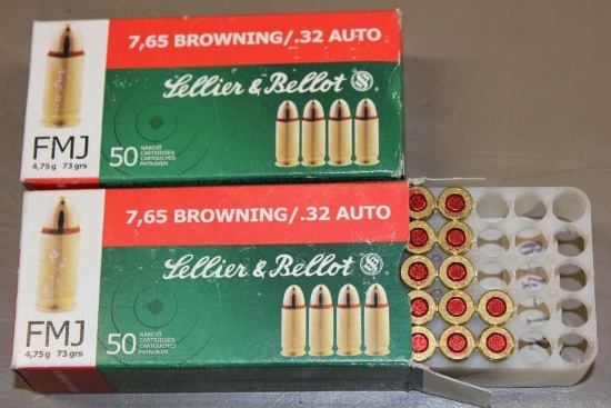 87 Rounds Lellier & Bellot 7.65 Browning /.32 Auto Ammunition
