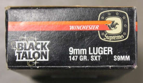20 Rounds Winchester Supreme Black Talon 9mm Luger Ammunition