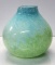 Beautiful Artist-Made Bulbous Glass Vase in Pale Green and Blue