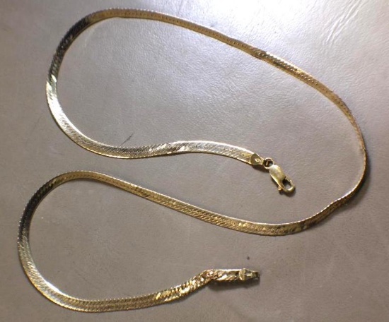 14 K Gold Herringbone Chain Necklace