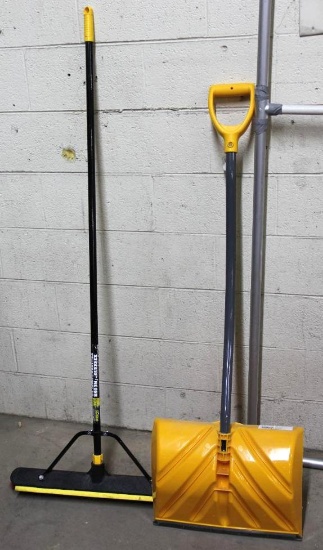 Job Site Broom and Snow Shovel