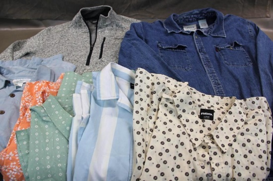 Levi's Denim Shirt, Eddie Bauer Pull-Over, and 5 Men's Button-Up Shirts