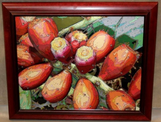 Nice Professionally Framed Prickly Pear Fruit Artwork