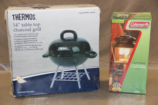 New in Box Coleman Lantern and Thermos Tabletop Grill