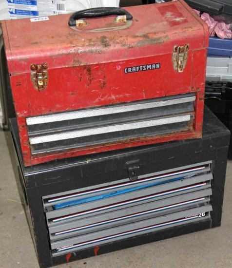 Two Metal Toolboxes with Miscellaneous Tools