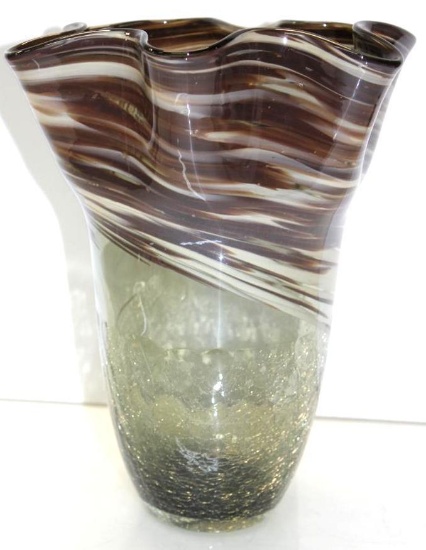 Excellent Large Neutral Color Art Glass Vase