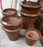 Seven Brown Ceramic Planters