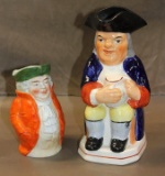 Two Ceramic Staffordshire-Style Toby Pitchers