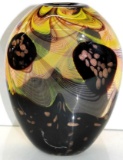 Beautiful Copper and Yellow Swirled Glass Vase