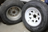 Two ST225/75 R215 Truck Tires on Wheels