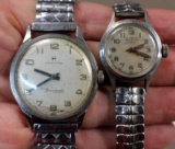 Lady's and Man's Silver-Colored Stretch Band Watches
