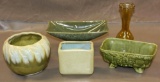 Great Moss Green Ceramics Assortment and Glass Vase