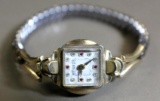 Beautiful Classic Benrus Lady's Watch with White and Red Crystals