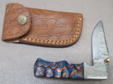Damascus Pattern Lock Back Folding Knife