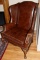 Brown Leather Wing-Back Chair