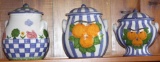 Three Large Hand-Painted Terra Cotta Jars from Zrike Portugal