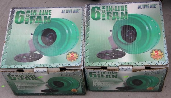 Two Hydro Farm Active Air 6" In-Line Fans in Original Boxes