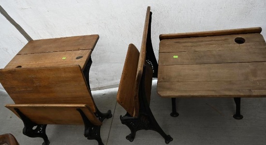 Three Antique School Desks