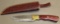 Custom Damascus Pattern Hunting Knife in Sheath