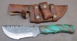 Damascus Pattern Saw back Blade Heavy Camp or Survival Knife