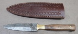 Custom Damascus Pattern Double edged Boot Knife