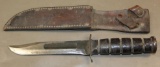 WWII Ka-Bar USMC Fight Knife in Leather Sheath