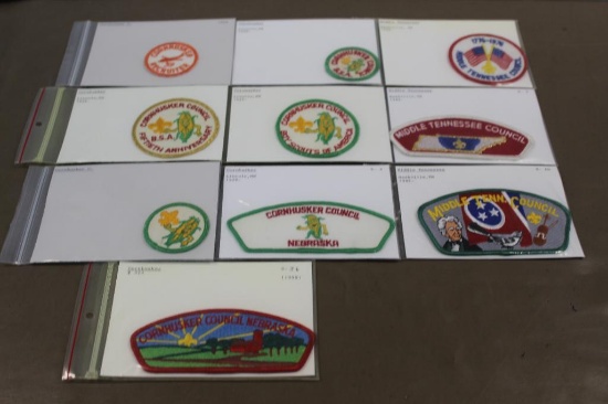 Collection of Corn Husker and Middle Tennessee Council Patches