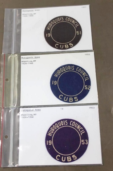 1951, 52, and 53 Felt Huroquois Council Cubs Patches