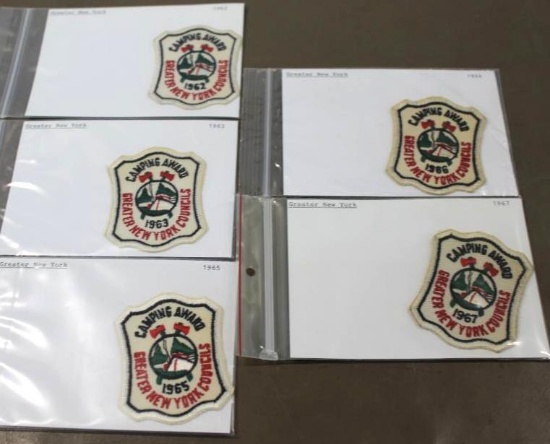 Five Vintage Camping Award Patches from Greater NY Councils, 1962-1967