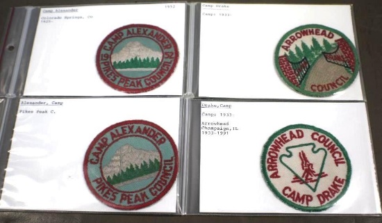 4 Early BSA Camp Patches from Camp Alexander and Camp Drake
